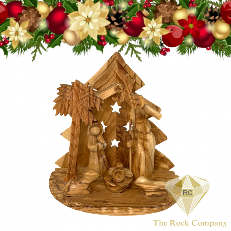 Buy Olive Wood Musical Nativity Scene with incense from the holy land - The holy family handmade nativity set - Christmas gift for everyone